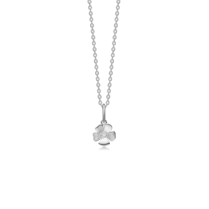 Mads Z Fleur necklace in silver with flower pendant and small sparkling stones, Model 2126111.