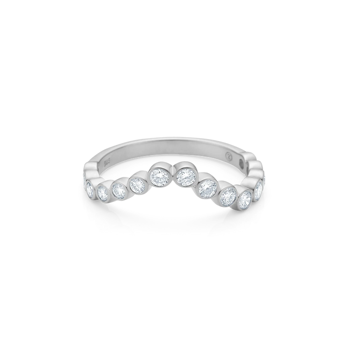 Mads Z Freya silver ring with white topazes in an elegant bow, glossy surface. Model 2146177-001.