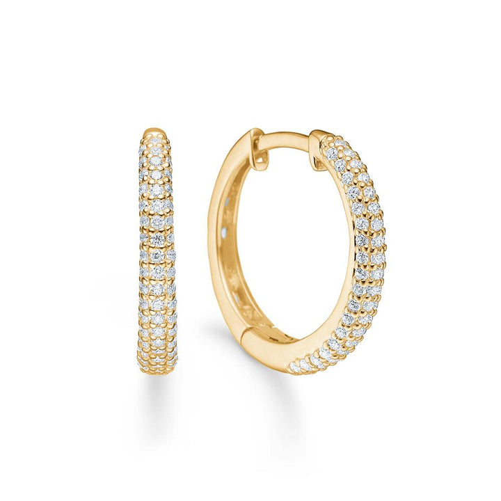 Mads Z La Boheme 8kt gold creole zirconia, elegant round earrings with shiny stones, Model 3317031-1