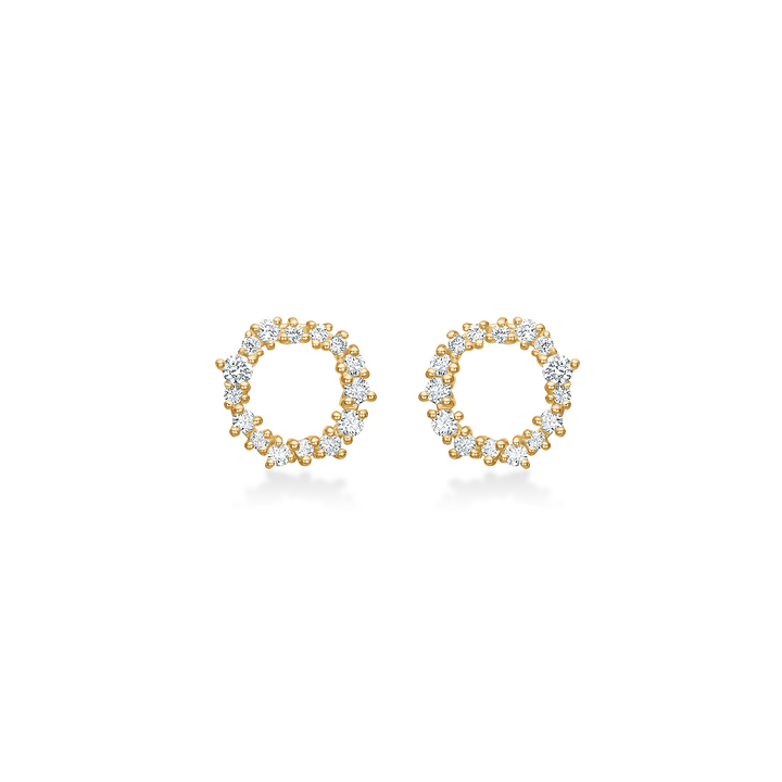 Mads Z Lucia Circle earrings in 14kt gold with diamonds appear as fine open circles, Model 1511055-2.