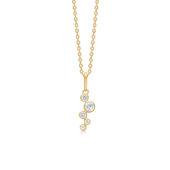 Mads Z Lucy 8kt gold pendant with zirconia, elegant gold necklace with clear stones, Model 3337034-1
