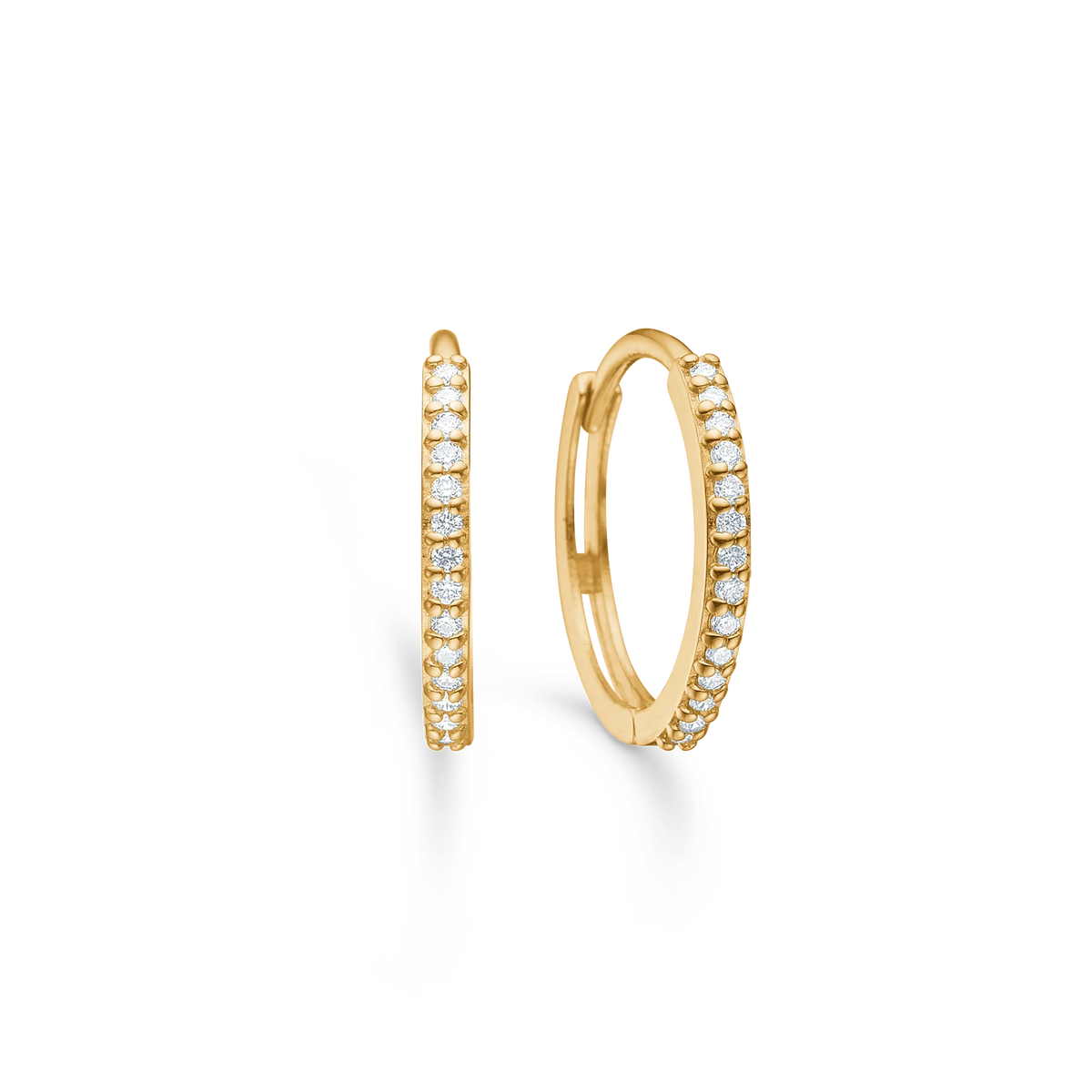 Mads Z Lumina 14kt gold creoles with diamonds, elegant round earrings with stones, Model 1511085-1