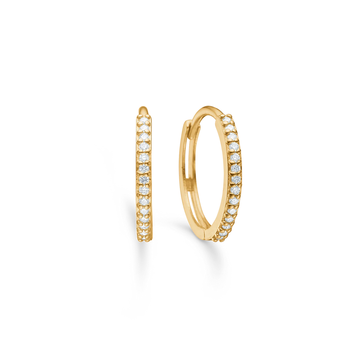 Mads Z Lumina 14kt gold creoles with diamonds, elegant round earrings with stones, Model 1511085-1