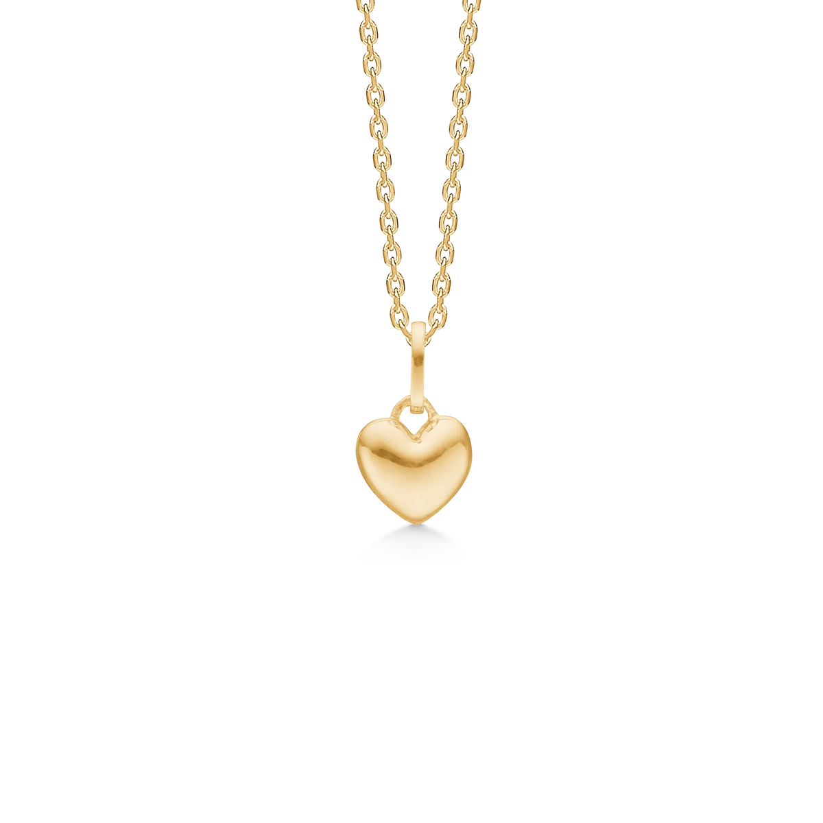 Mads Z Mini Love pendant classic heart in 8kt gold with shiny chain, Model 3330002-1