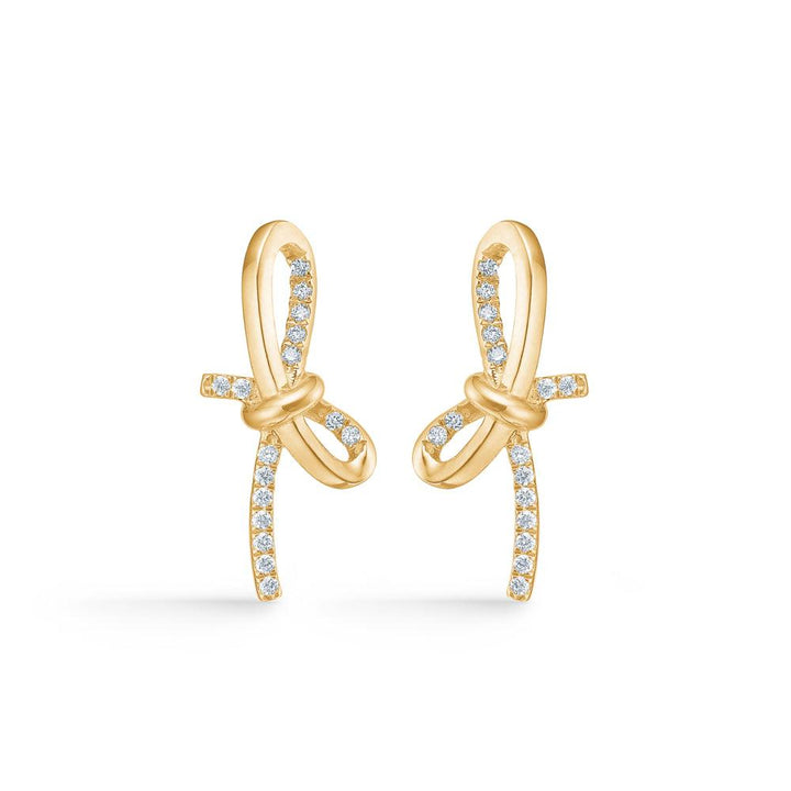 Mads Z Miss Butterfly bow earrings in gold with small diamonds, elegant design. Model 1511003.