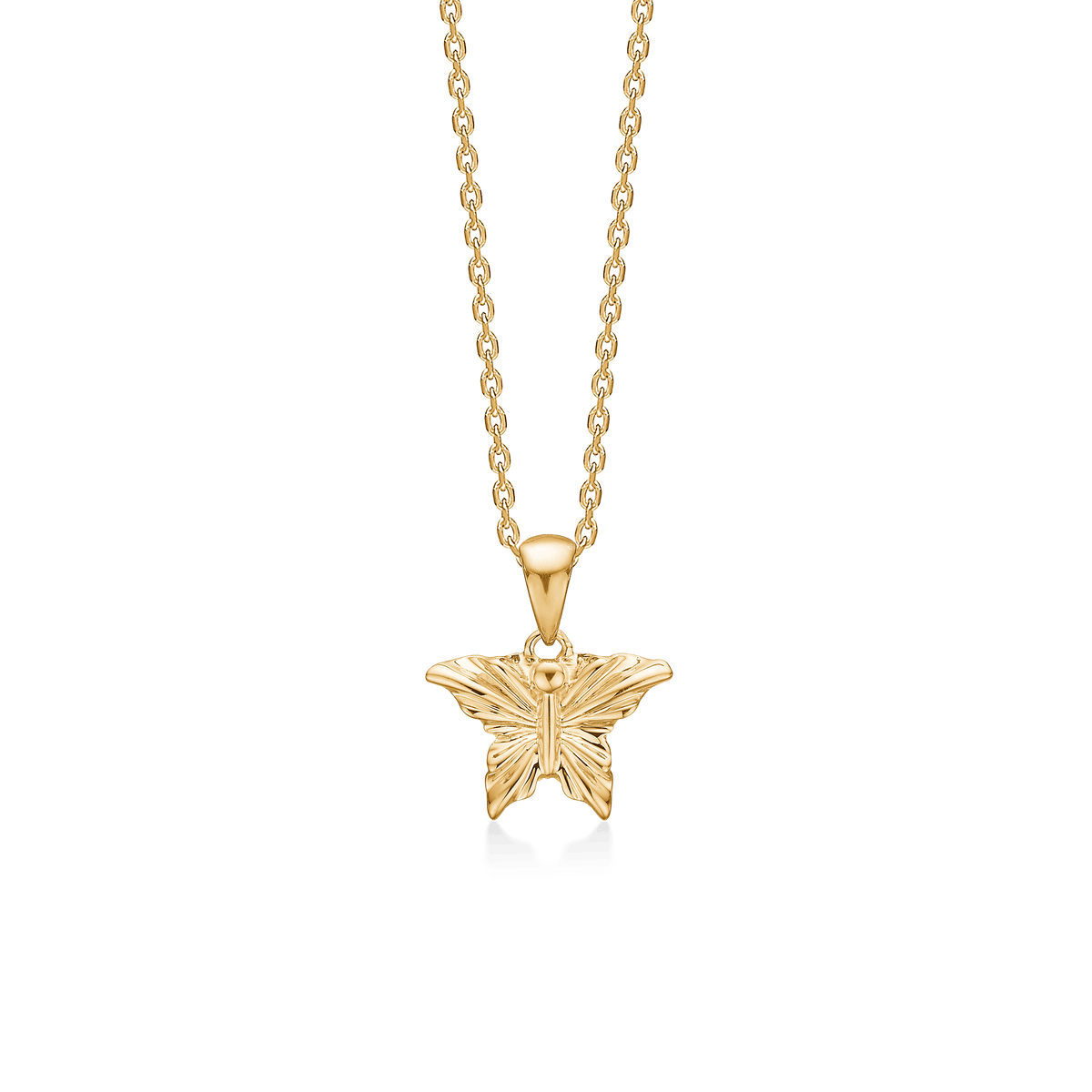 Mads Z Monarch butterfly 14kt gold pendant with chain, beautifully detailed gold colored model Model 1530155