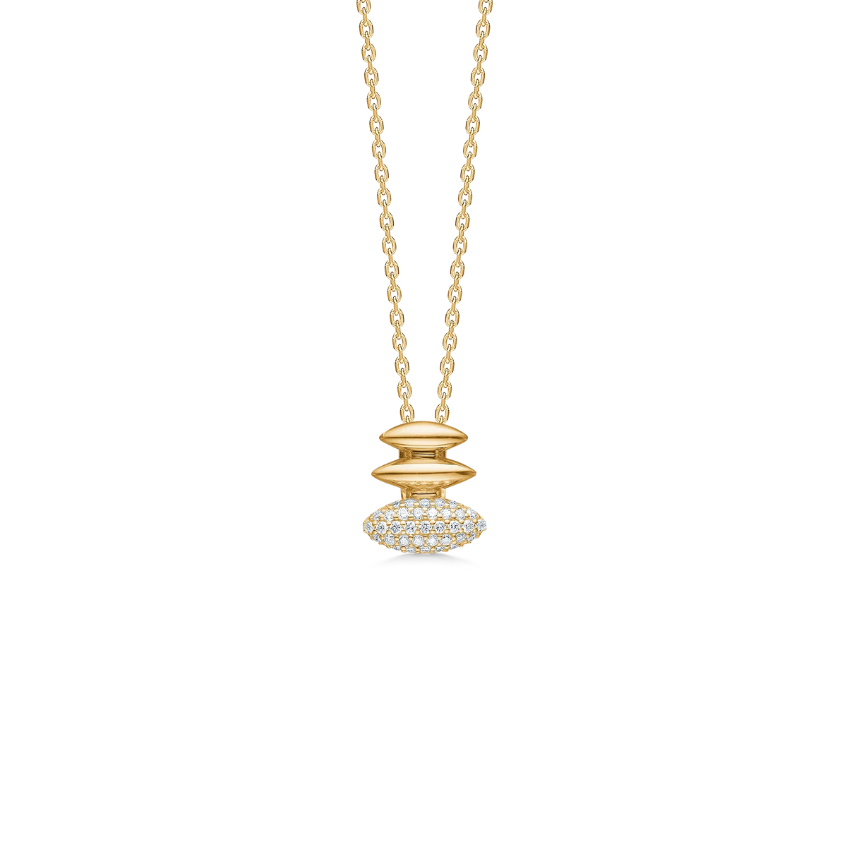 Mads Z Orielle pendant in 14kt gold with pavé-set diamonds on chain. Model 1531020-1
