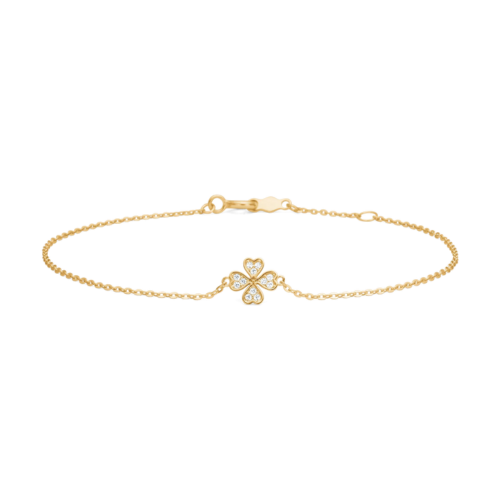 Mads Z Petite Clover gold bracelet with zirconia, elegant floral motif, Model 3357014-1