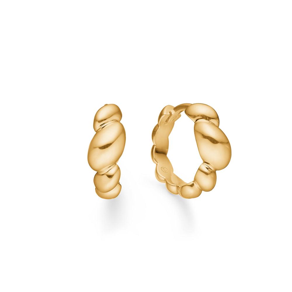 Mads Z Rugby 14kt gold creoles with organic, round shape and glossy surface. Model 1510069-1