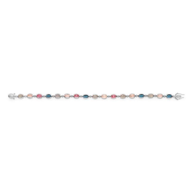 Mads Z Silver Florentina Bracelet with round stones in shades of pink, blue and grey, Model 2156130.