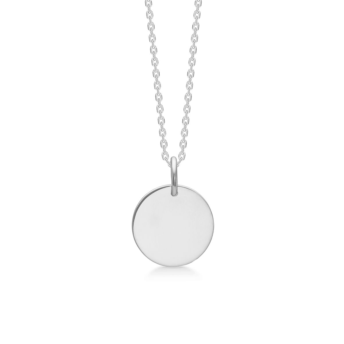 Mads Z silver necklace with 12mm token pendant, simple design on silver chain. Model 3120191.