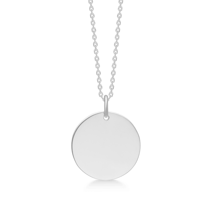 Mads Z silver necklace with 17mm token pendant, round and glossy surface, Model 3120192-1.