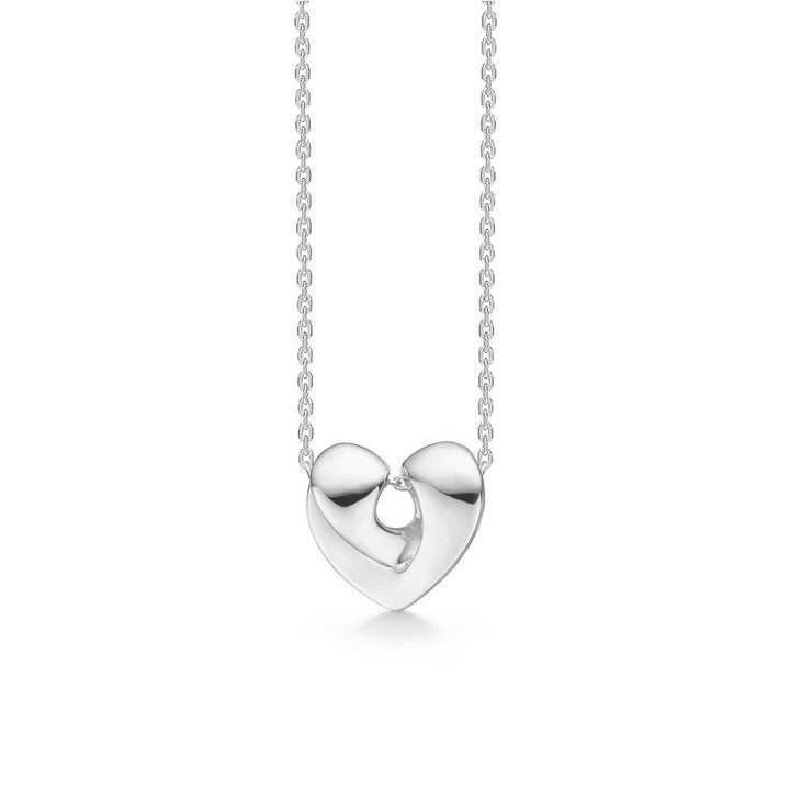 Mads Z Silver Julietta 15mm Heart Necklace with shiny heart pendant in silver on a simple chain. Model 2120124-1