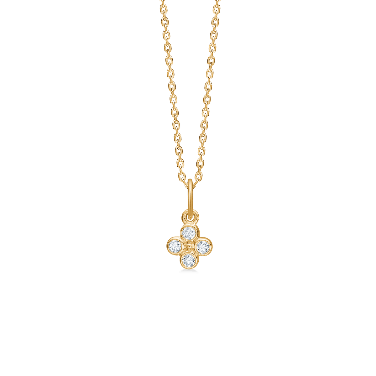 Mads Z Sophias Bloom 14kt gold pendant with round diamonds in floral pattern, Model 1531194-1.