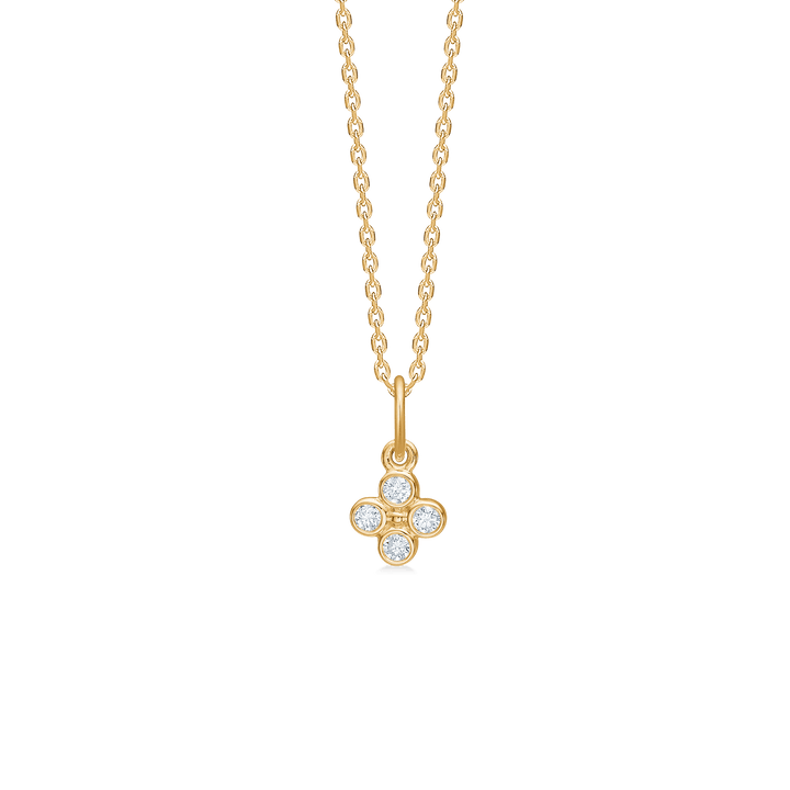 Mads Z Sophias Bloom 14kt gold pendant with round diamonds in floral pattern, Model 1531194-1.