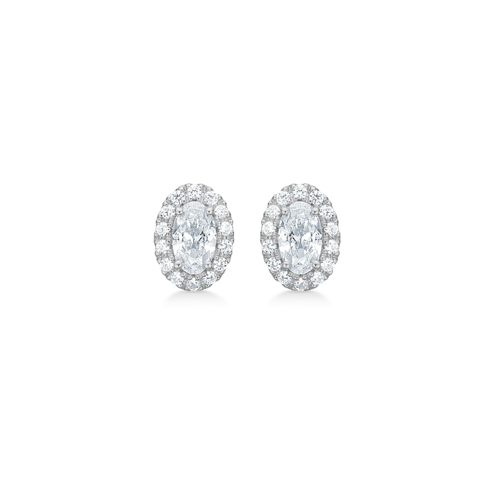 Mads Z Stellar earrings in silver with oval clear stones and sparkling edge. Model 3117001-1.
