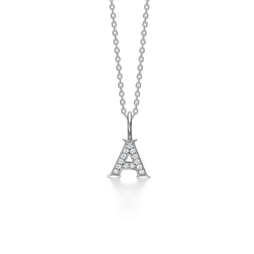 Mads Z Tender Love Letter Pendant Necklace in Silver with Clear Stones, Model 2126100-001-1
