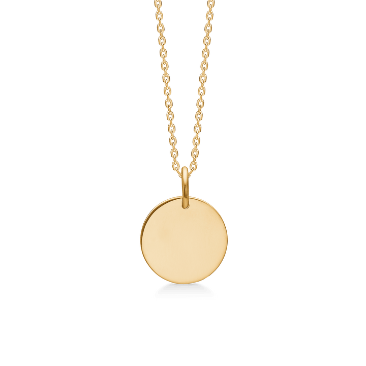 Mads Z Token 12mm pendant in 8 carat gold, round and shiny pendant on chain. Model 3330191-1