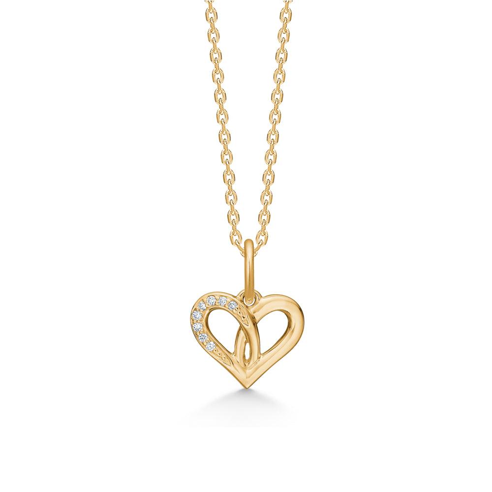 Mads Z Pendant Heart 14 carat gold with diamonds hangs on a chain, Model 1521047-1