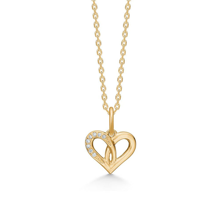 Mads Z Pendant Heart 14 carat gold with diamonds hangs on a chain, Model 1521047-1
