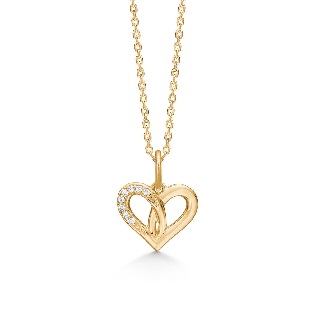 Mads Z Pendant Heart 14 carat gold with diamonds, heart-shaped pendant in gold with diamonds, Model 1521048-1.