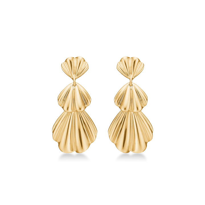 Mads Z Velvet earrings in 14 carat gold, elegant shell shape with glossy finish. Model 1510189-1