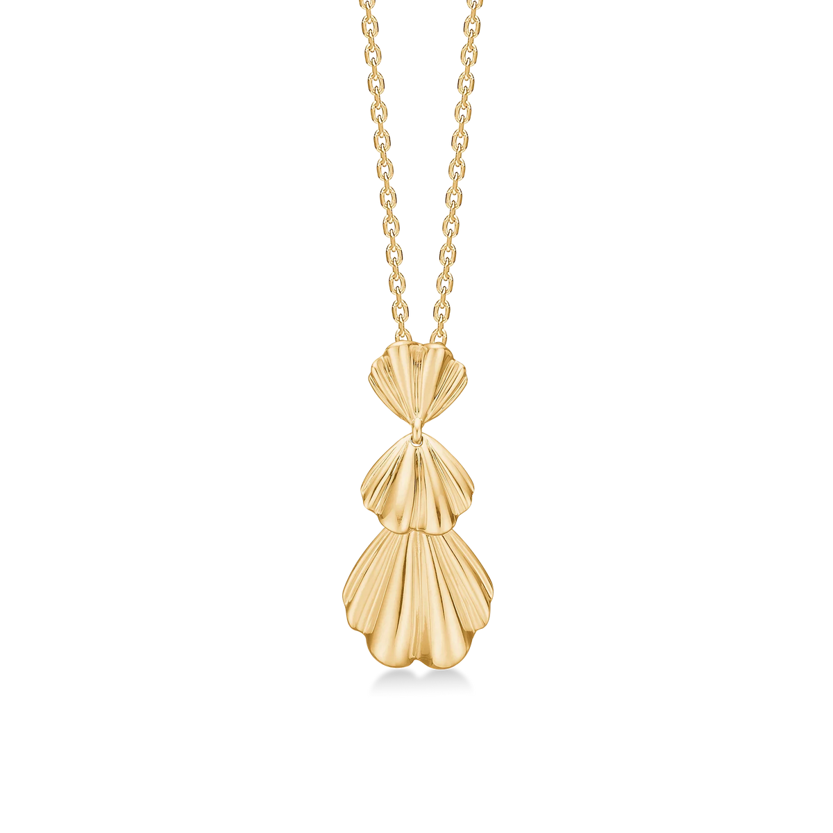 Mads Z Velvet Fan 14kt gold pendant with organic fan-shaped design in shiny gold. Model 1530189-1.