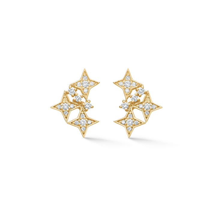 Mads Z Vesper 14kt star stud earrings with clear diamonds in star design, gold, Model 1511198-1