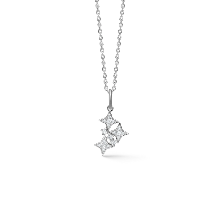 Mads Z Vesper necklace in silver with star-shaped pendant and small sparkling stones, Model 2126197.