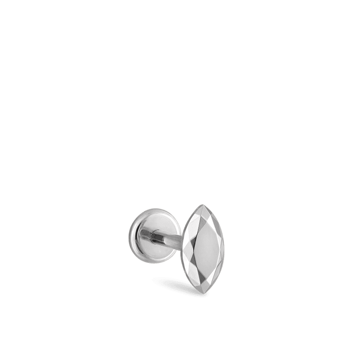 Maria Tash 14kt Faceted White Gold Marquise Threaded Stud Earring in faceted white gold, model XMQFC-WG-W55-001-1.