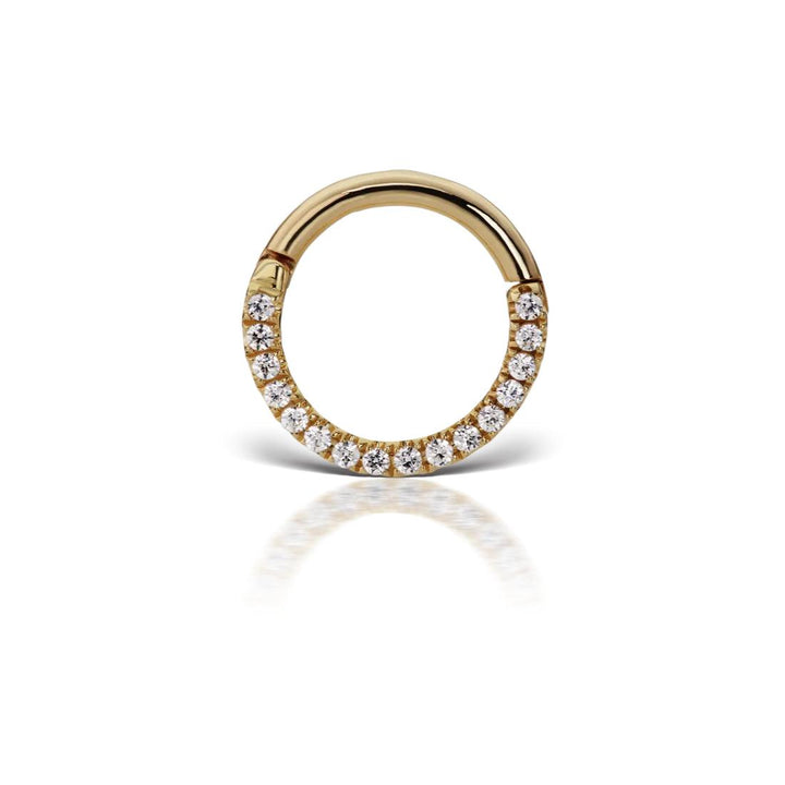 Maria Tash 18kt Diamond Horizontal Eternity Hoop in gold with sparkling diamonds, Model xethd-yg-d65-g16-001-1
