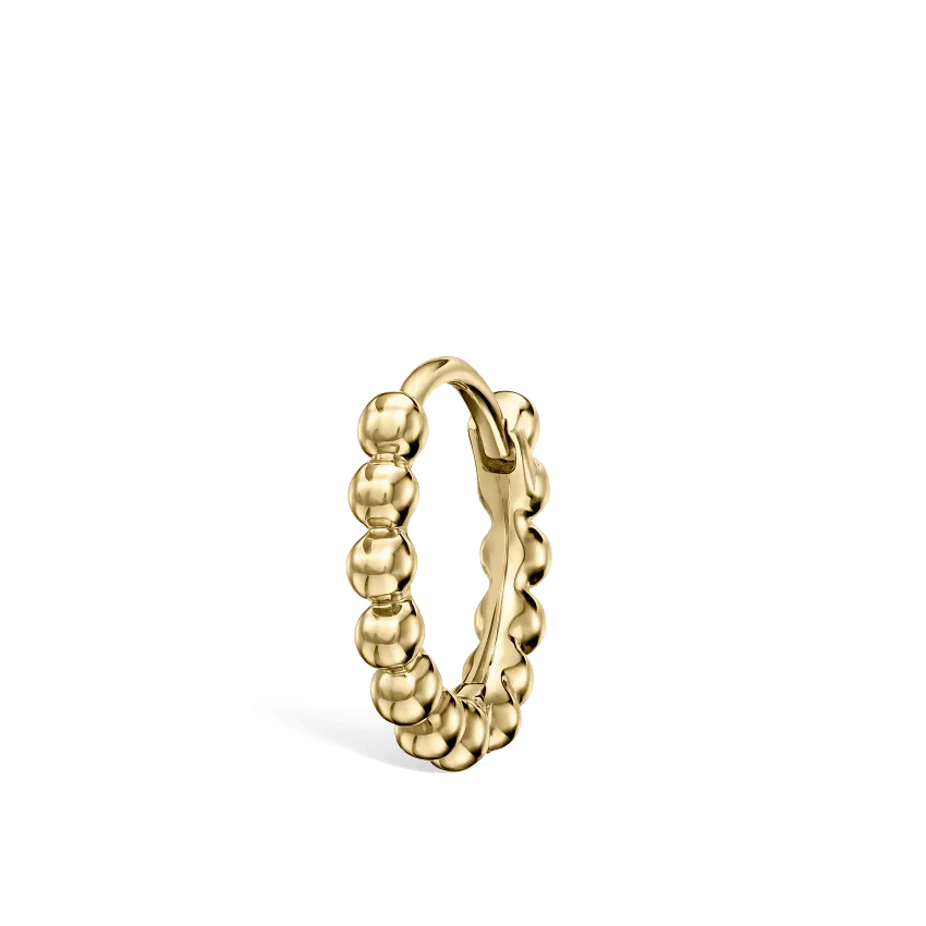 Maria Tash Granulated Hoop Earring 8mm XRG YG D8-1, elegant earring in gold-colored metal with ball design. Model XRG YG D8-1