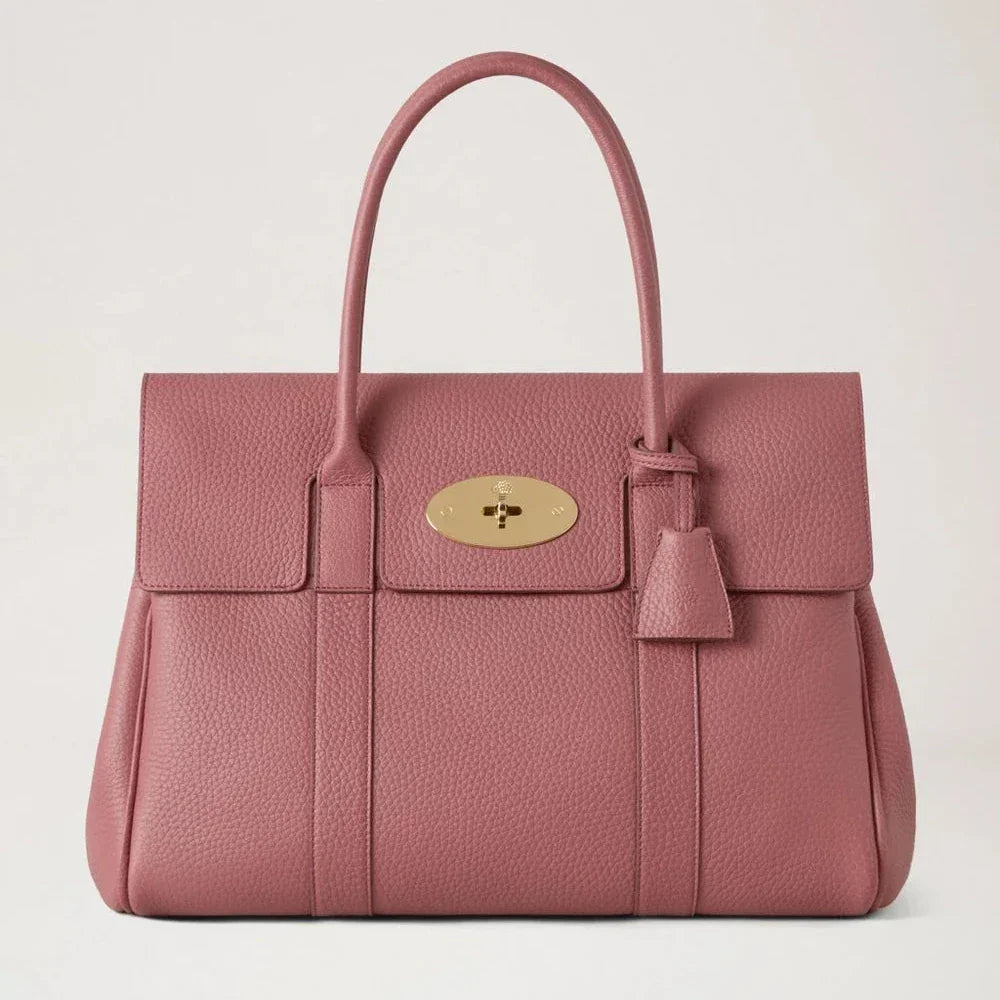 Mulberry Bayswater Pink Scrumpy Heavy Grain handbag in pink leather with gold details, Model HH6592/736J647