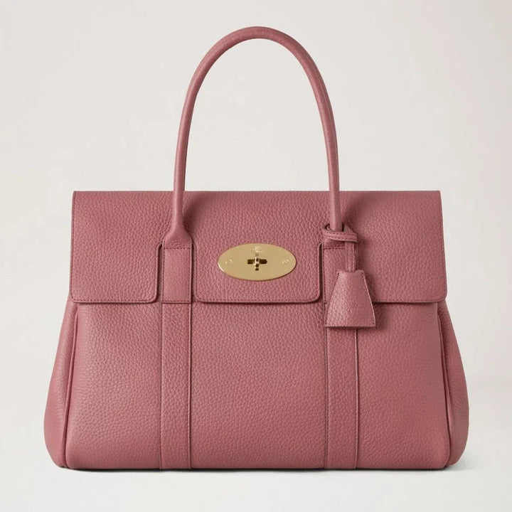 Mulberry Bayswater Pink Scrumpy Heavy Grain handbag in pink leather with gold details, Model HH6592/736J647