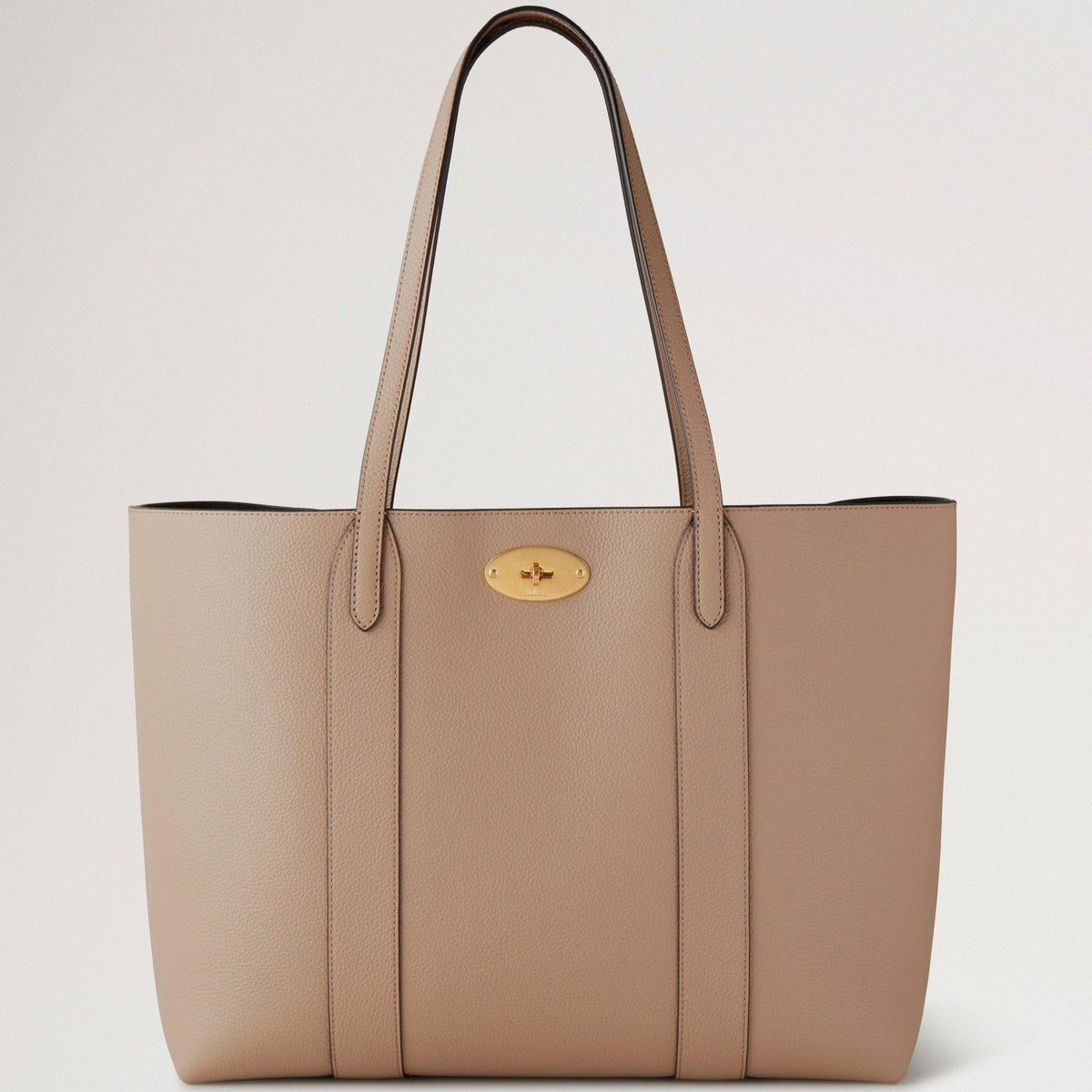 Mulberry Bayswater Tote Small Classic Grain Maple, beige leather bag with gold detail, Model hh5727205e631
