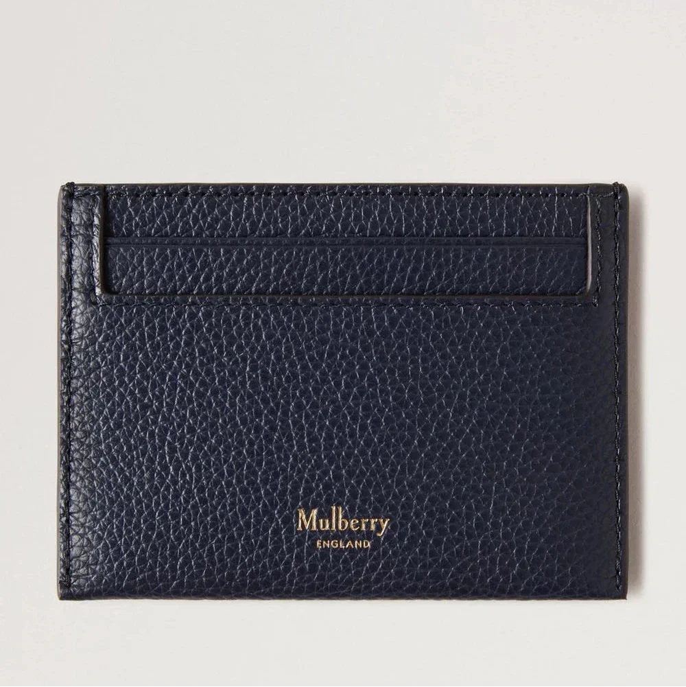 Mulberry Continental Credit Card Slip Night Sky in dark blue leather with golden logo, Model RL4644/205U888.