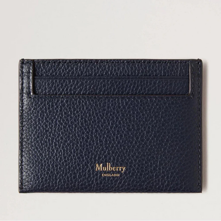 Mulberry Continental Credit Card Slip Night Sky in dark blue leather with golden logo, Model RL4644/205U888.