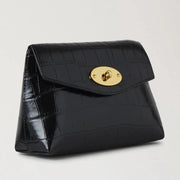 Mulberry Darley Cosmetic Pouch Black Shiny Small Croc