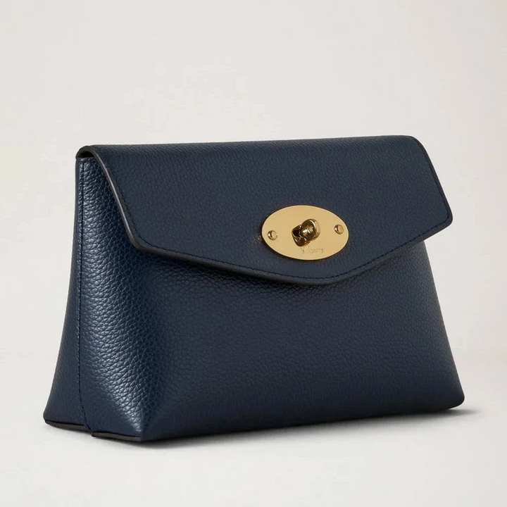 Mulberry Darley Cosmetic Pouch Night Sky Small Classic Grain in dark blue leather with golden detail. Model RL5077/205U888