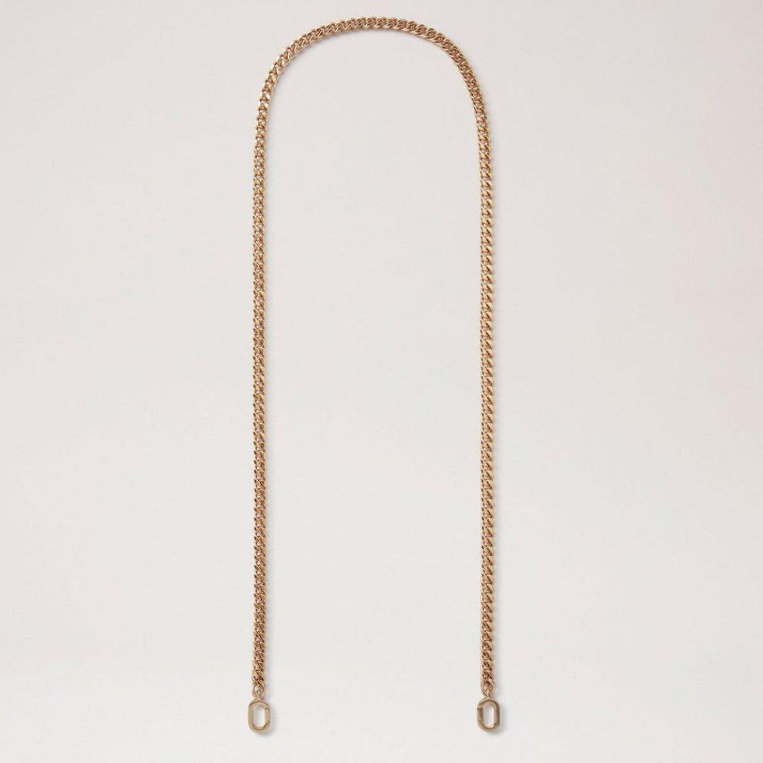 Mulberry Flat Chain Shoulder Strap in golden metal, elegant and simple chain with oval ends. Model rx0290000n188
