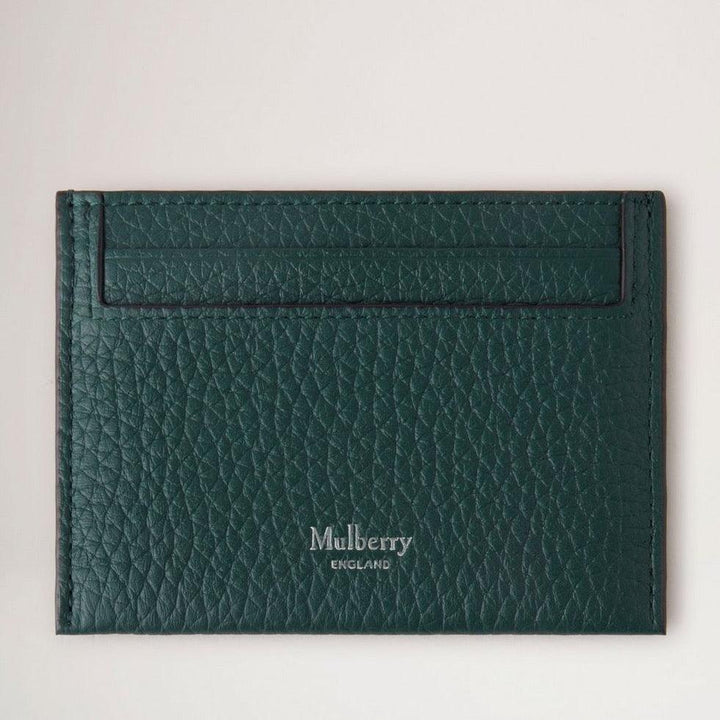 Mulberry Heritage Card Slip in dark green textured leather, simple card design. Model RL7777736Q633