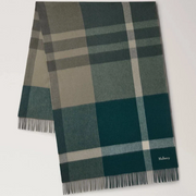 Mulberry Large Check Merino Wool Scarf Mulberry Green & Juniper Green