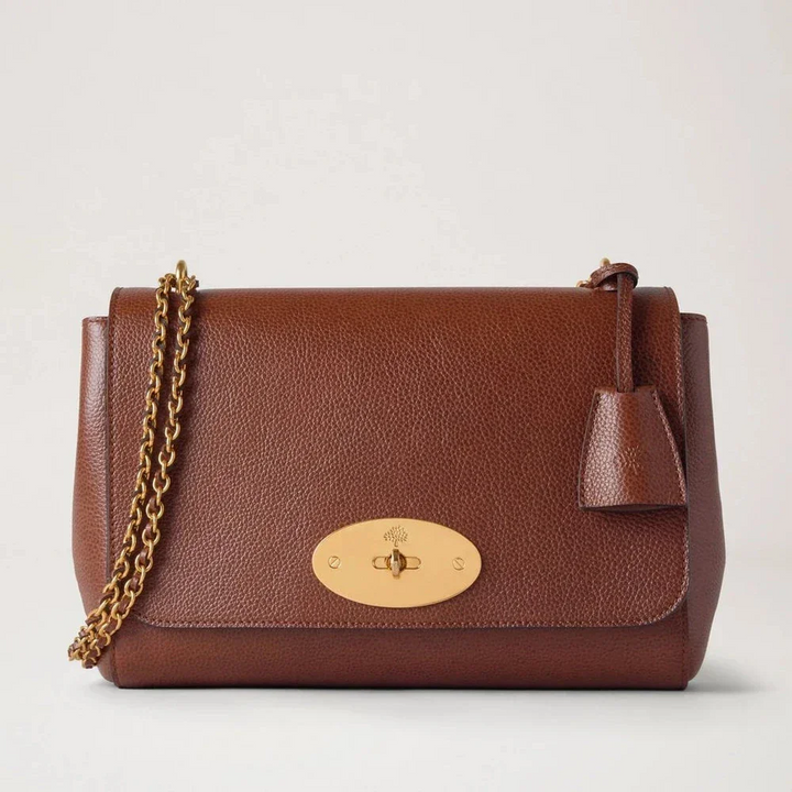 Mulberry Medium Lily Two Tone Oak leather bag with gold chain and details, Model HH0022552G110