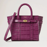 Mulberry Micro Zipped Bayswater Orchid Bloom Shiny Small Croc