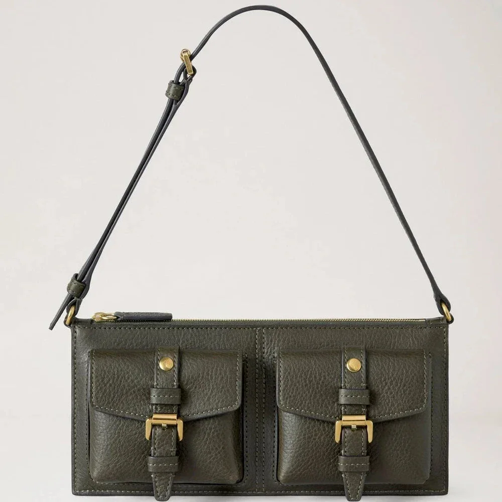 Mulberry Roxanne Mini Shoulder Bag Heritage Nvt Juniper Green in smooth leather with two pockets, Model RL8902730Q749
