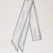 Mulberry Skinny Scarf - Logo Boarder Pale Grey-White Recycled Polyester