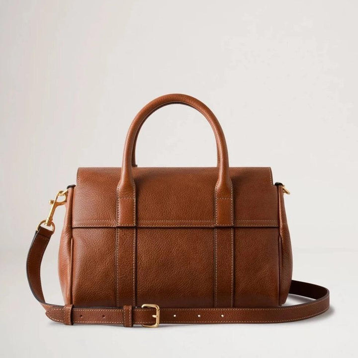 Mulberry Small Bayswater Satchel NVT Oak handbag in brown leather with shoulder strap, Model HH9220275G110.