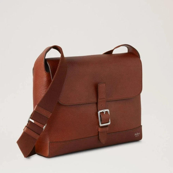 Mulberry Small Chiltern Crossbody Messenger Legacy NVT shows a brown leather bag with buckle and adjustable strap, Model HH9375275G110.