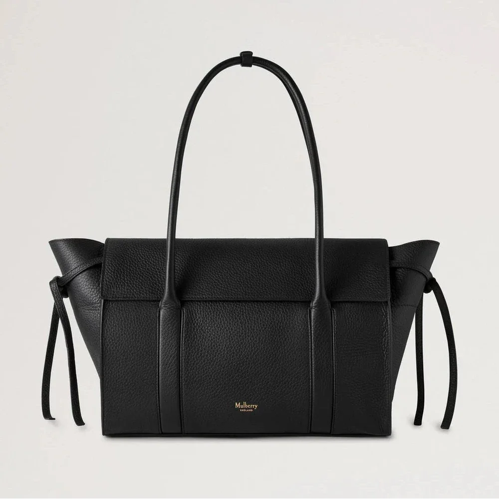 Mulberry Soft Bayswater Black Heavy Grain, large black leather bag with wide handles, Model HH9721736A100.