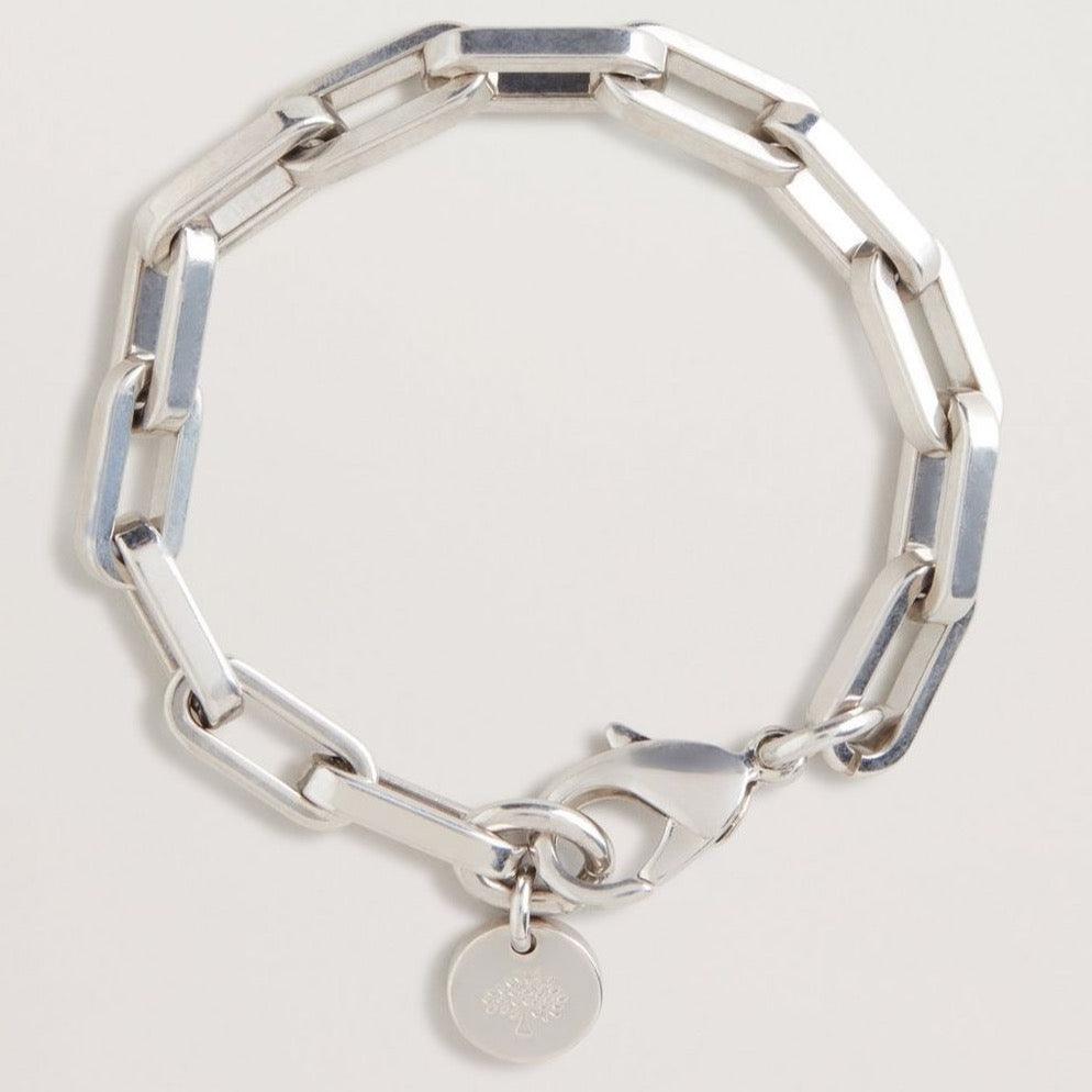Mulberry Softie Bracelet in silver-coloured brass, chain bracelet with pendant, Model qb2398000d130-001-1.